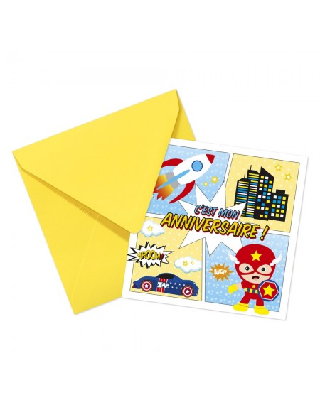 Cartes Invitation et Enveloppes Super-héros Clairefontaine