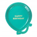 Assiettes carton Ballon vert Happy birthday
