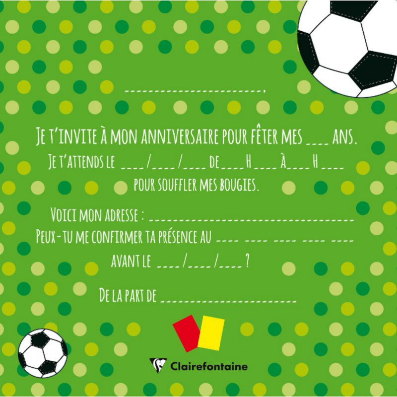 Cartes Invitation Football Clairefontaine Anniversaire Original