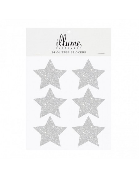 24 Stickers étoiles argentées.