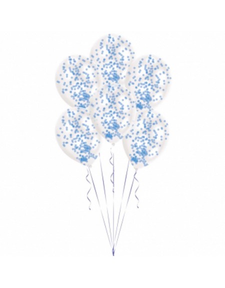 6 ballons Confettis Bleus décoration fête anniversaire