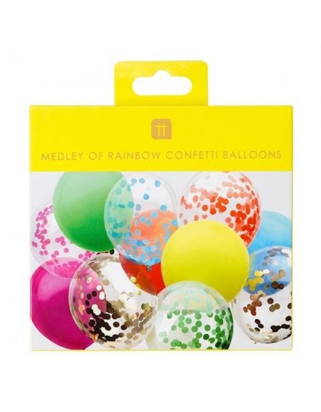12 Ballons Arc-en-ciel et Confettis Talking Tables fête anniversaire