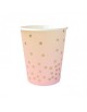 10 Gobelets en carton _ Roses et pois dorés