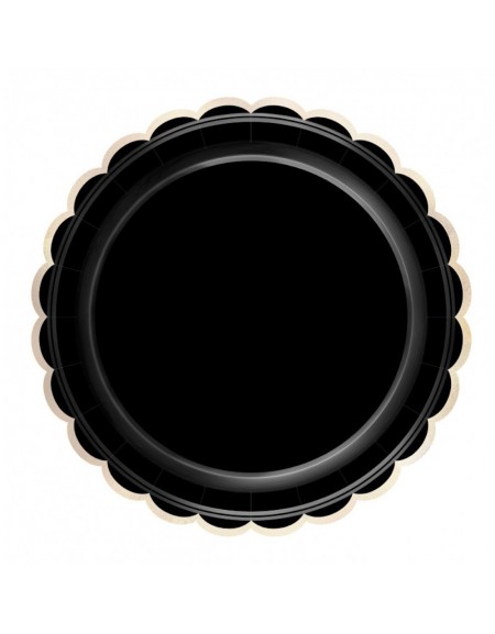 8 Assiettes festonnées noires décoration table de fête