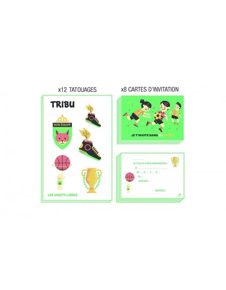 8 cartes d'invitation anniversaire sport les jouets libres