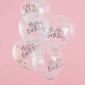 Kit de 5 ballons confettis Pastel Happy Birthday