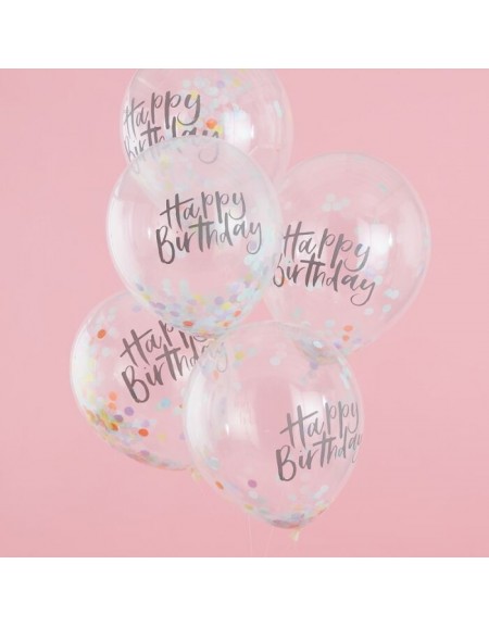 Kit de 5 ballons confettis Pastel Happy Birthday
