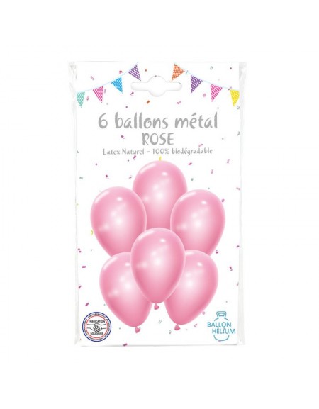 6 Ballons Métal Rose