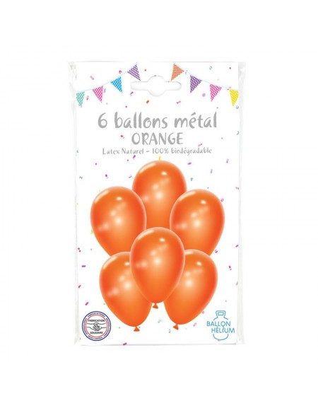 6 Ballons Métal Orange