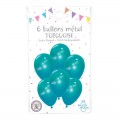 6 Ballons Métal Turquoise