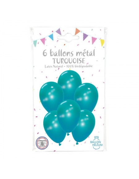 6 Ballons Métal Turquoise