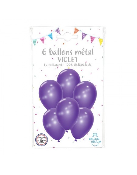 6 Ballons Métal Violet