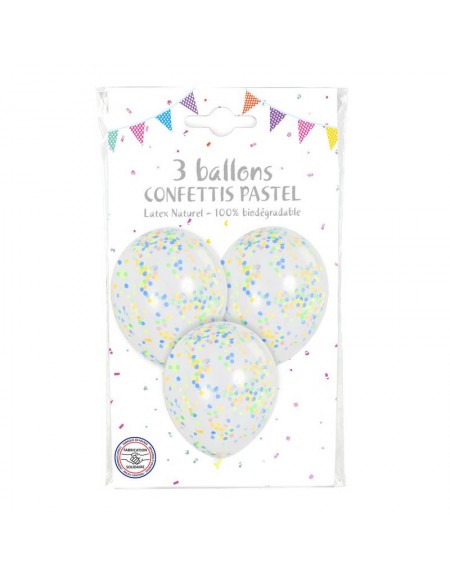 3 Ballons Confettis Pastel